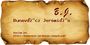Bunevácz Jeremiás névjegykártya
